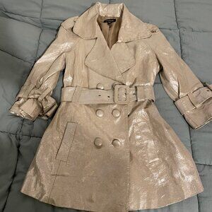 Bebe Silver Leather Trench Coat